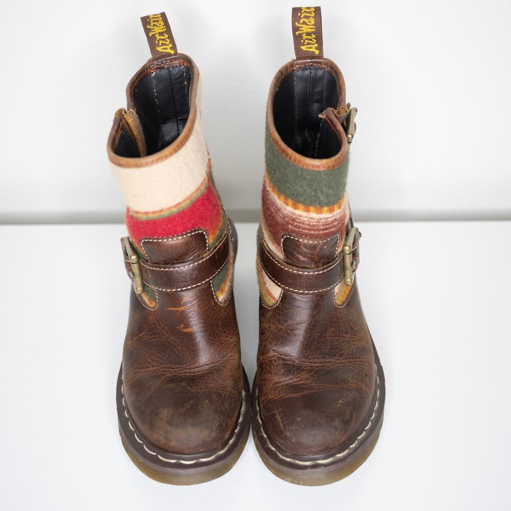 Dr. Martens X Pendleton Biker Boot Harvest Leather Santa Fe Stripes SZ 6 - Picture 2 of 7